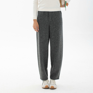 SEAWHEN海维恩秋冬粗羊毛廓形奶奶裤女松弛随性御寒保暖休闲裤