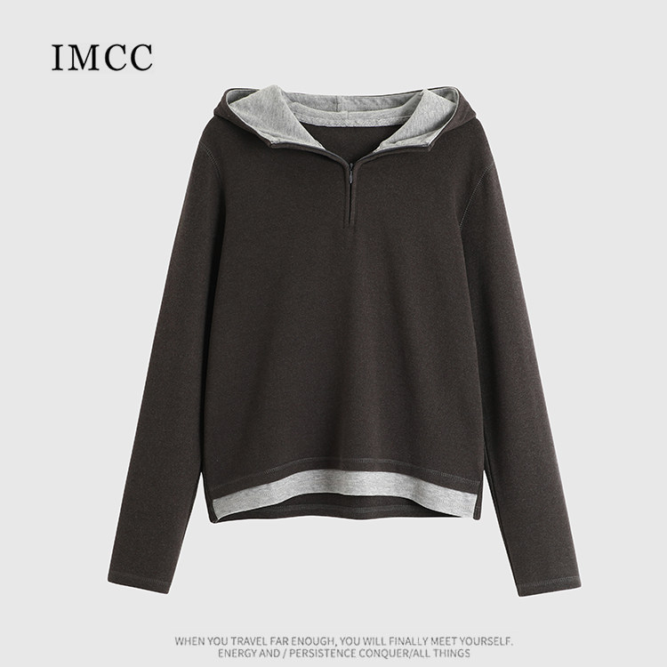 加厚修身澳绒通勤撞色卫衣