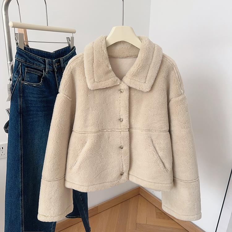 复古翻领毛绒外套女25冬新