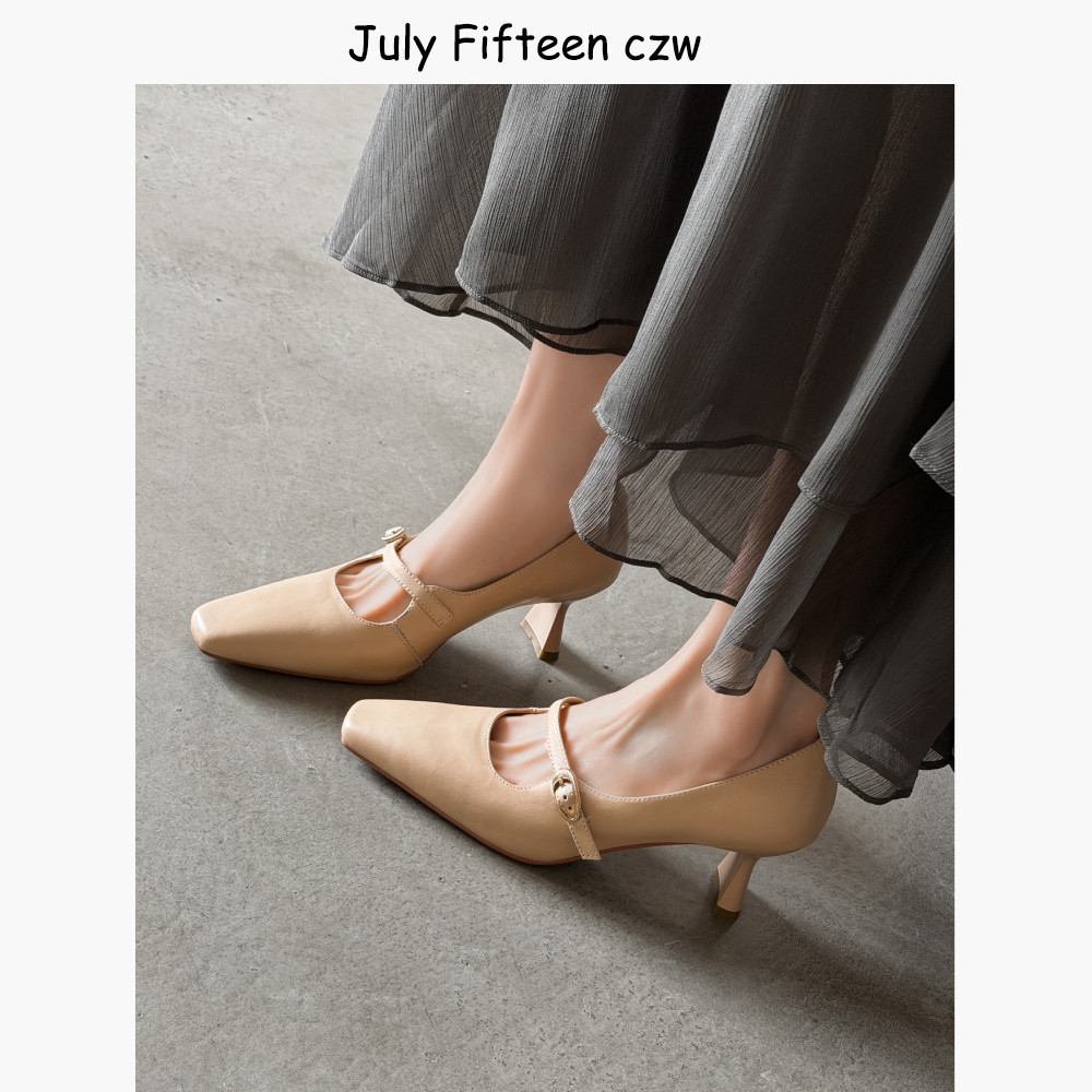 法式羊皮方头细跟玛丽珍鞋女2026春季新款一字扣带高跟鞋浅口单鞋,女鞋,玛丽珍鞋,淘宝优惠券,粉丝福利购,淘宝优惠卷