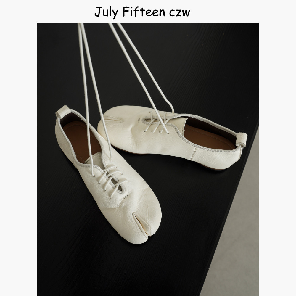 真皮大底头层牛皮小众设计分趾鞋女2026新款系带平底芭蕾舞鞋