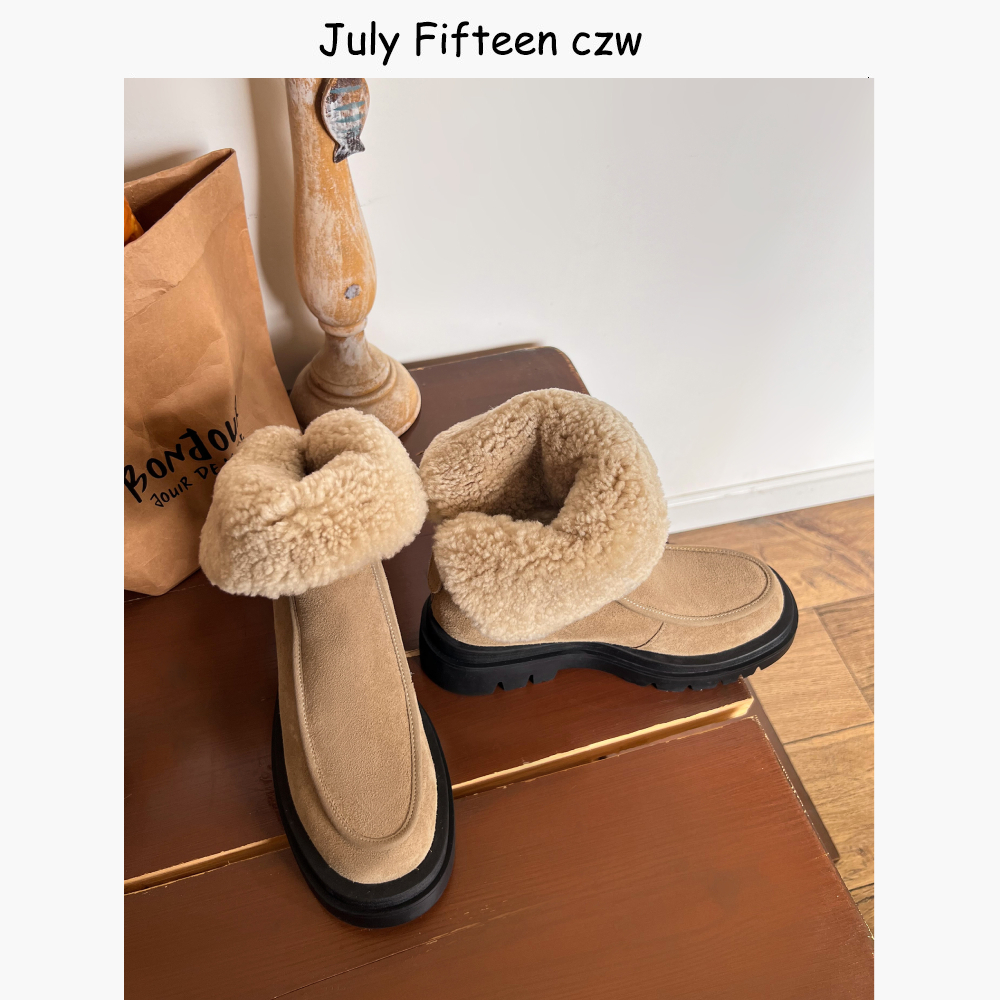 羊羔毛高丝光牛翻皮厚底雪地靴