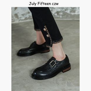 复古老钱风乐福鞋 女皮带扣小皮鞋 英伦风深口单鞋 头层牛皮2026新款