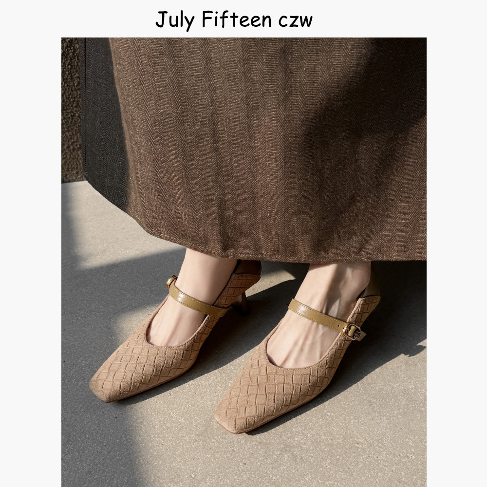 法式复古牛翻皮玛丽珍鞋女2026春季新款方头6cm粗跟一字扣高跟鞋,女鞋,玛丽珍鞋,淘宝优惠券,粉丝福利购,淘宝优惠卷