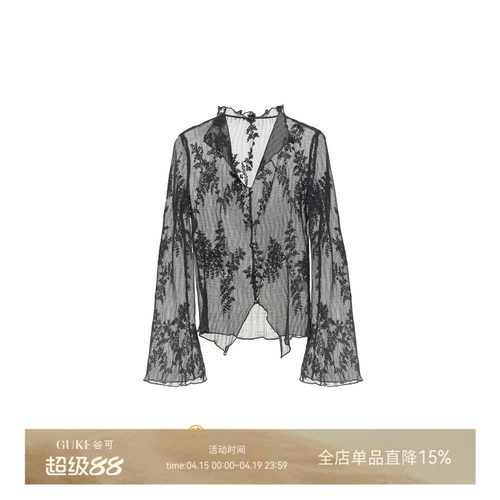 谷可醋酸印花刺绣宽松显瘦衬衫