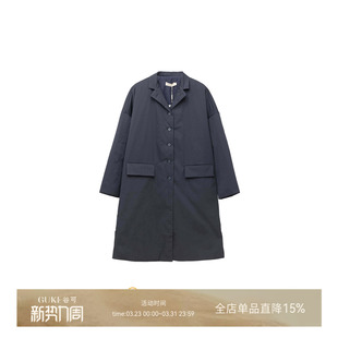 GKE 单排扣棉服女直筒型极简外套 谷可M1292通勤风翻领领中长款