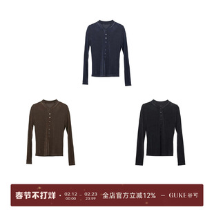 GKE/谷可C1097醋酸针织衫2025秋季时尚气质百搭打底短款长袖上衣