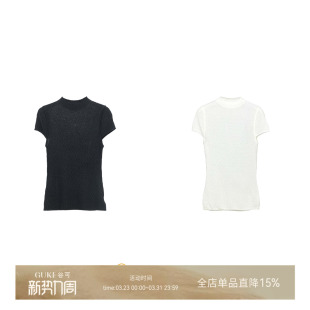 百搭毛衣 女白色黑色时尚 GKE 谷可TS6510极简风套头毛针织衫