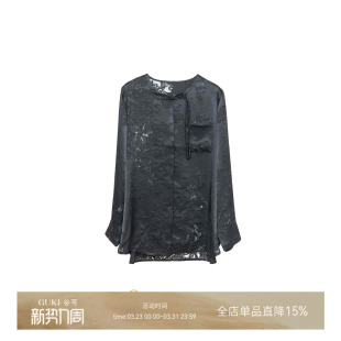 谷可TC5279春季 衬衫 新款 提花圆领长袖 宽松休闲气质上衣 女装 GKE