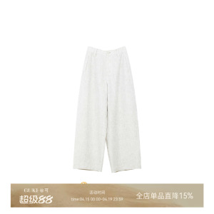 谷可高腰亚麻弯刀裤女夏季