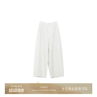 谷可高腰亚麻弯刀裤女夏季