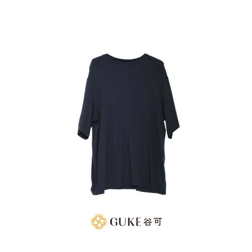 谷可藏蓝短袖宽松极简女T恤