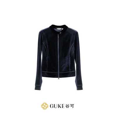 GKE/谷可立领拉链天鹅绒外套