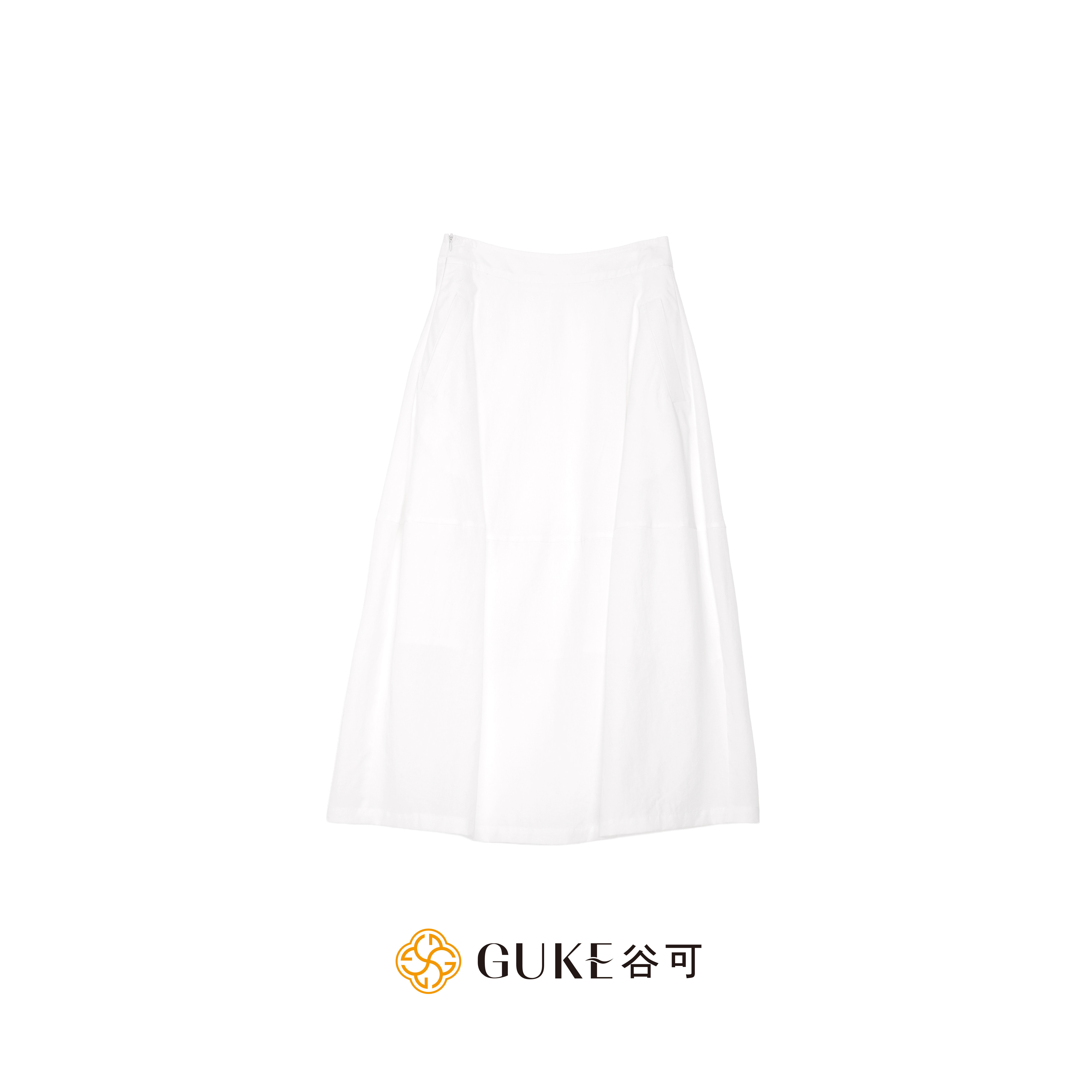 GKE/谷可Q1012-1白色亚麻花苞半身裙女高腰简约优雅风夏季新款