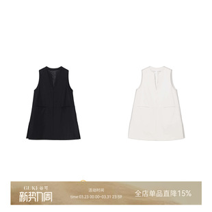 GKE 连衣裙轻奢极简风A字背心裙高级感 谷可LQ1262绵羊毛V领无袖