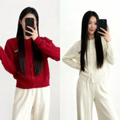 新年生肖小马本命年红色绞花圆领100纯羊绒开衫 女纽扣针织纯原