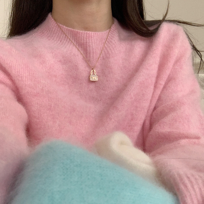 百搭半高领打底衫保暖一体机长毛羊毛衫含95绵羊毛5山羊绒拉毛