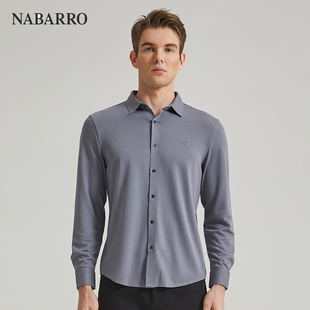 一款三色棉丝羊绒衬衫款高端商务休闲长袖T恤纳巴罗品牌