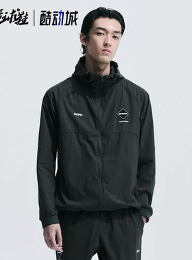 折扣F.C.R.B LYCRA HOODED BLOUSON连帽黑色简约字母印花休闲夹克