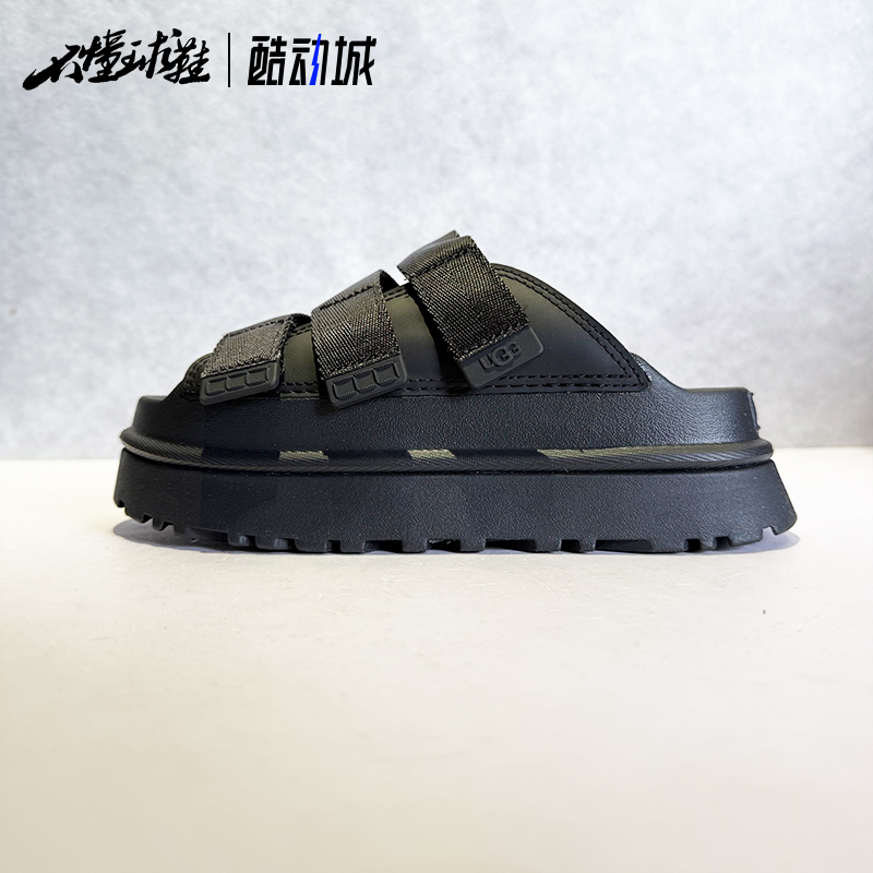 UGG Goldenglow 炫金魔术贴女子厚底轻便休闲平底一字拖鞋1167430