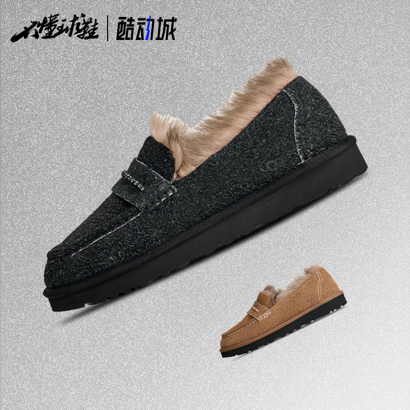 UGG W ELLIS LOAFER平底休闲懒人毛毛鞋乐福雪地靴1179390-BLK