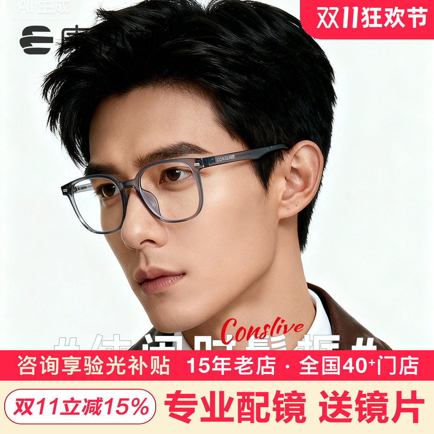 康视顿眼镜男轻盈显瘦时尚超大框镜架可配度数散光F7902