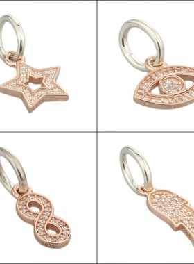 纯银镀金手链串生日礼品吊坠