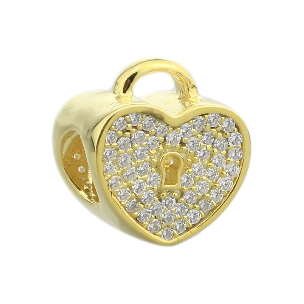 毕亨特首饰 s925纯银 爱心锁 镀金 手链串珠 生日礼品