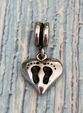 毕亨特 316不锈钢 脚印吊坠 手链串坠