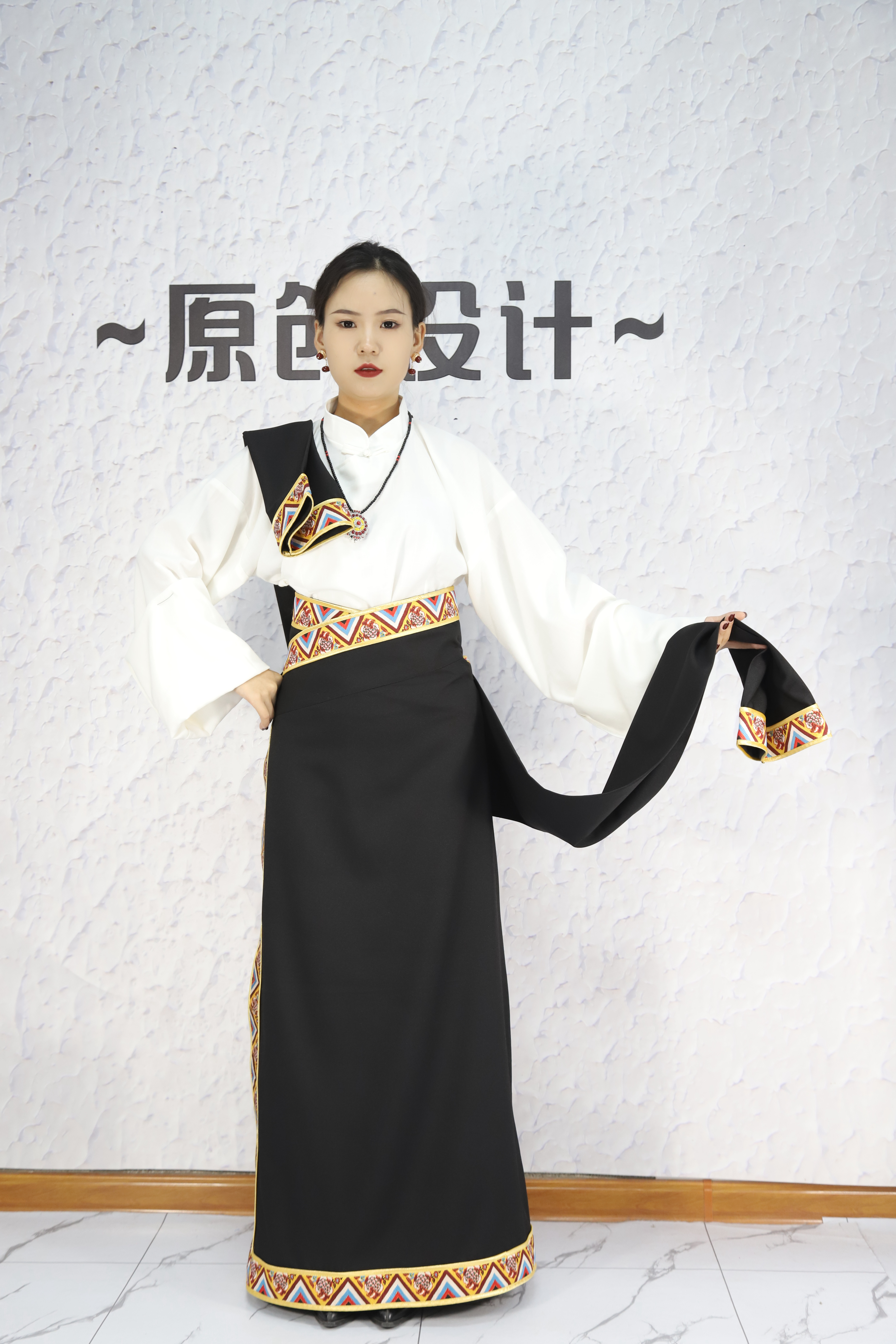 新款藏式民族风假袍锅庄舞裙