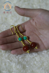 藏族姑娘藏装搭配长款耳环藏饰品民族特色耳饰藏潮不掉色挂件精美