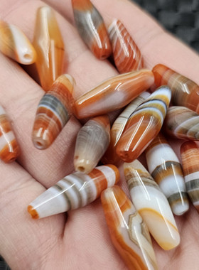 橘红色缠丝玛瑙米珠玉石散珠