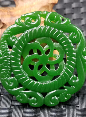 饰品玉石挂件时来运转镂空吊坠