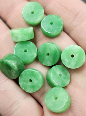 干青色直切平安扣玉石散珠