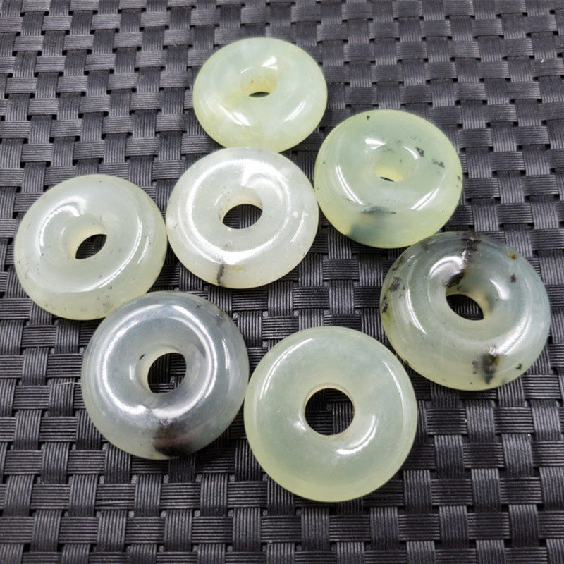 新款天然玉石a货冰种岫玉平安扣挂件加厚青花岫玉平安扣吊坠玉坠