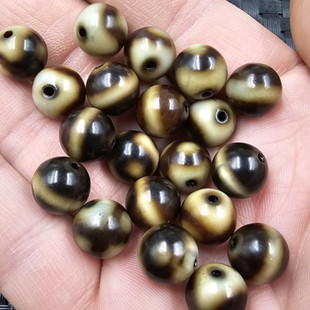 黑金线型天珠圆珠玉石散珠仿古玛瑙三眼天珠手链饰品配件珠子