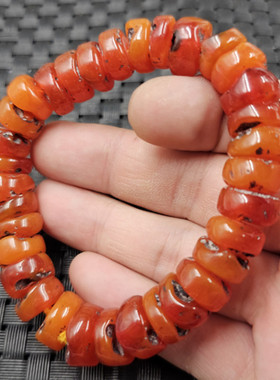 人造蜜蜡平安扣手链橘红色