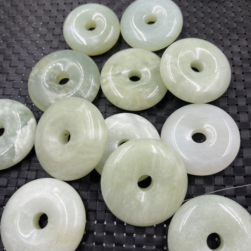 玉石挂件岫玉平安扣挂件姜花岫玉平安扣吊坠大号玉扣手把件车挂