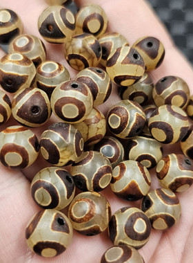 深透玛瑙三眼天珠圆珠玉石散珠10毫米手链项链饰品配件手工玉珠子