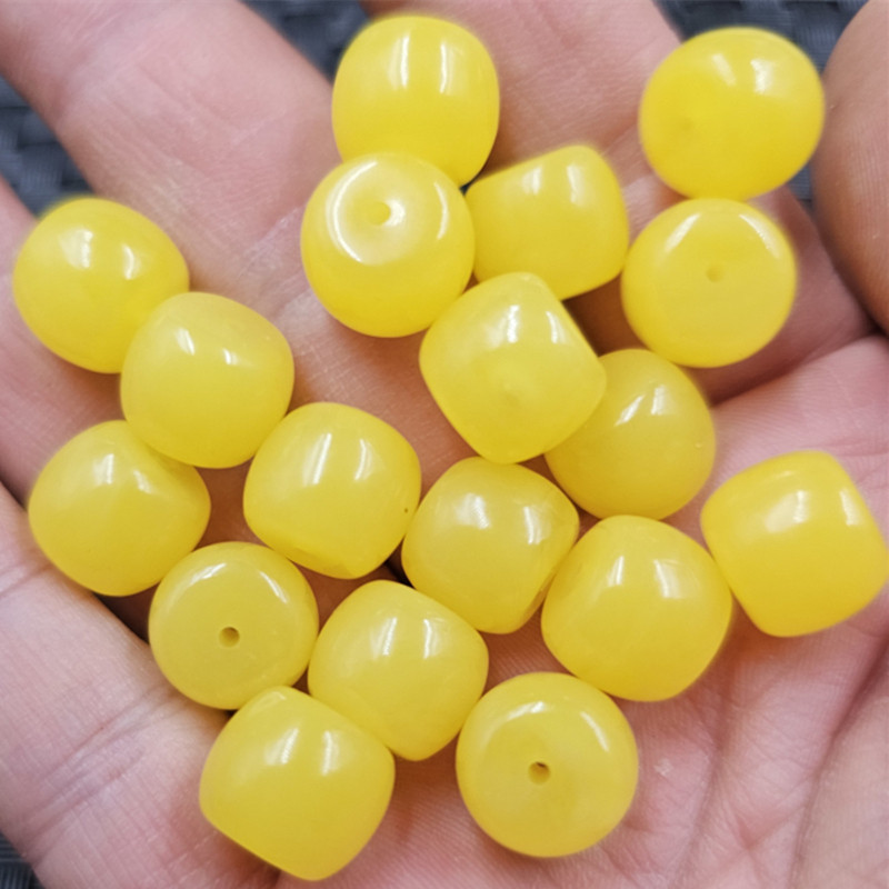 荧光浮盐水蜜蜡老型珠散珠人造鸡油黄蜜蜡路路通手链饰品配件珠子