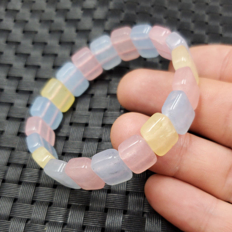 瑞隆轩玉石手串彩色石英岩玉手链玉石手链玉手排饰品平安牌手串