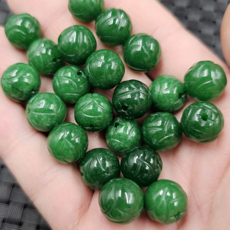 翠玉干青莲花珠玉石散珠