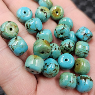 优化绿松石老型珠仿玉石散珠16毫米仿古松石路路通手链项链饰品珠