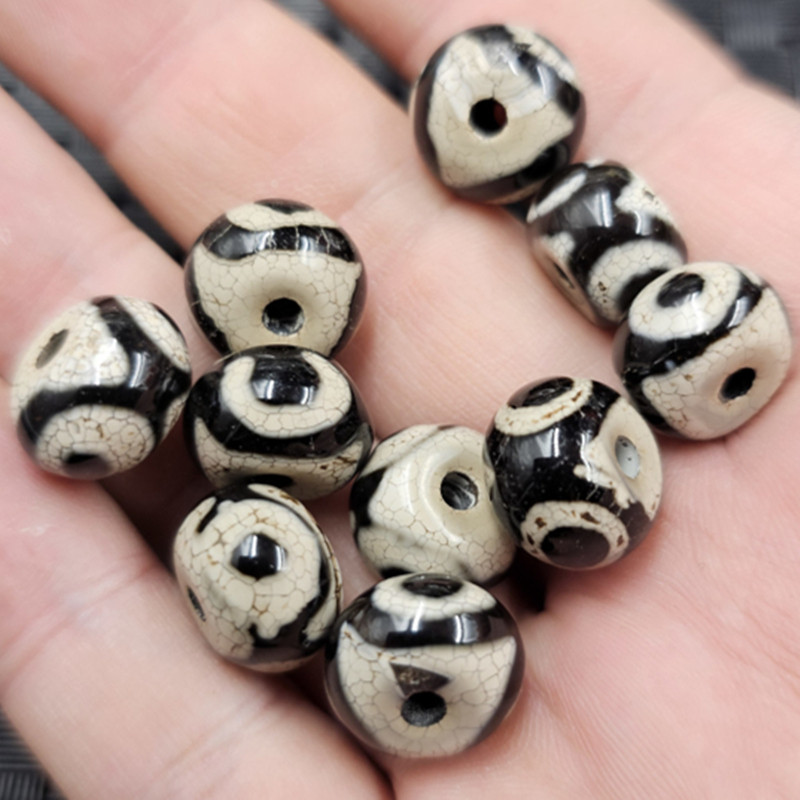 黑白三眼天珠算盘珠玉石散珠玛瑙玉扣隔片隔珠手链项链饰品配件珠