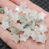 天山翠五角星玉石散珠翠绿飘花石星星手链项链耳环发簪饰品配件珠