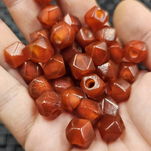 红玛瑙多棱路路通玉石散珠包浆磨砂玉髓切面方形桶珠饰品配件珠子