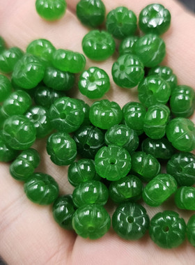 碧绿色石英岩玉南瓜珠玉石散珠