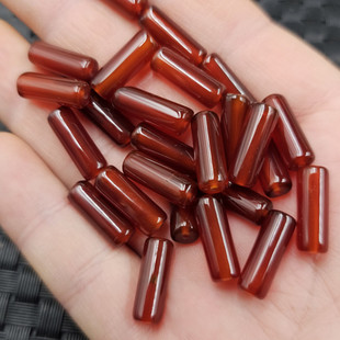 冰种红玛瑙路路通玉石散珠红玉髓直管桶珠手链项链饰品配件珠子