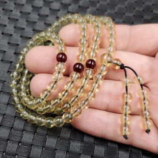 新款仿琥珀蜜蜡圆珠手链仿金珀108颗手链饰品手链多圈手串