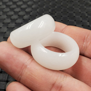 新疆和田白玉戒指羊脂白方解石玉戒指男女同款戒指玉指环玉手饰